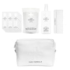 Iles Formula hair care products including packets, a pouch, and a bottle on a white background